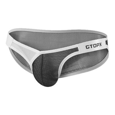 GTOPX MAN男士拼色U凸冰丝透视薄款三角裤 网纱透明低腰性感内裤