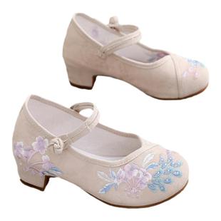 大童汉服鞋儿童绣花鞋女童学生古装旗袍汉服唐装民族风舞蹈表演鞋