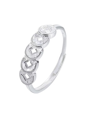 新款五帝钱币戒指爆闪钱币指环国风中式女礼物小众轻奢镀s925纯银