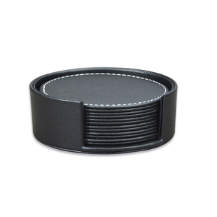 高档商务办公会议双面皮革杯托垫 圆形碗垫隔热垫咖啡茶防水杯垫