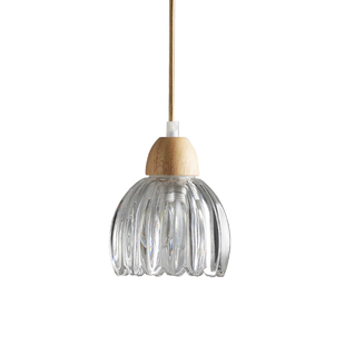 日式复古床头吊灯玻璃原木餐厅侘寂风橱窗单头吧台灯具装饰小吊灯