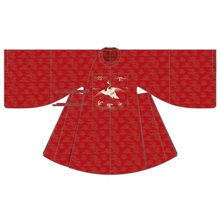 惜物国风馆 明制汉服文官一品仙鹤绣花云纹圆领袍补服婚服