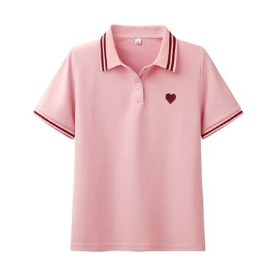 刺绣舒适短袖女T恤翻领气质POLO