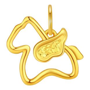 潮宏基至简爆闪碎碎冰足金吊坠黄金挂坠CNC生肖马本命年女计价