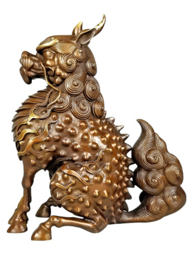 黄铜律师法务桌面摆件独角兽獬豸