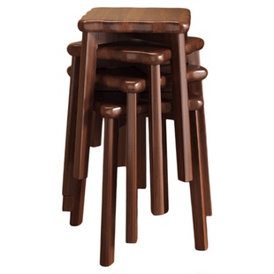凳子家用结实耐用餐桌凳实木高板凳可叠放客人备用凳餐饮商用方凳