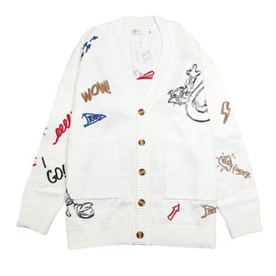 肖战欧阳娜娜同款猫和老鼠刺绣卡通学院风休闲宽松长袖毛衣针织衫