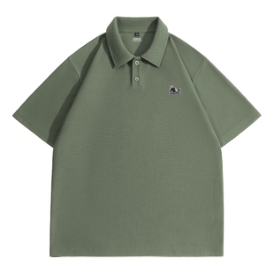 班尼路男士短袖polo衫男款夏季华夫格翻领t恤鲸鱼印花潮流上衣男A