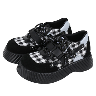 purple tiger【原创】新款日系撞色搭扣辣妹大头鞋女厚底小众单鞋