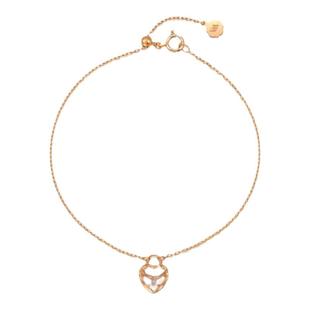 周生生V&A博物馆系列贝母心形锁钻石手链女18K玫瑰金手链94180B