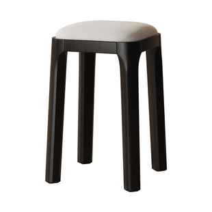 实木凳子圆凳家用可叠放木头板凳黑色软包凳子客厅矮凳餐凳梳状凳