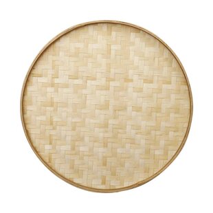 竹编簸箕绘画DIY 三月三农家用圆形无孔环创竹筛子竹装饰晾晒竹盘