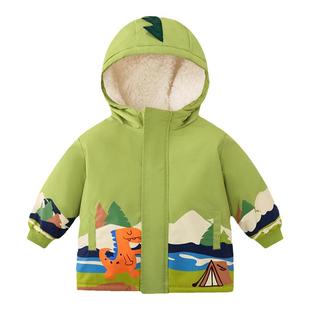 儿童派克服冬季男童加厚加绒上衣女童户外防风衣冬款宝宝外套冬装