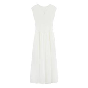 MULVAN V领连衣裙女夏垂感优雅无袖背心裙子法式气质收腰长裙