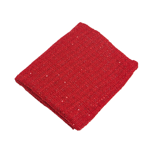 秋冬薄款亮红色亮片刺绣编织小香风粗纺布料春秋套装裙服装面料