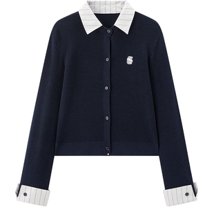 【tombonia联名】乐町商场同款撞色衬衫领正肩针织衫女C2EDF3338