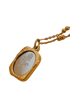 轻奢镜面玫瑰钛钢锁骨链