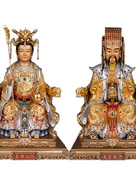 台湾纯铜贴金玉皇王母神像供奉