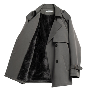 灰色设计感超好看风衣小个子2025秋冬新款流行韩系加绒短款外套女