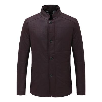 紫红色立领棉服简约休闲