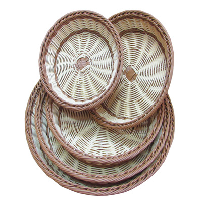 圆形仿藤面包零食点心客厅果蔬篮