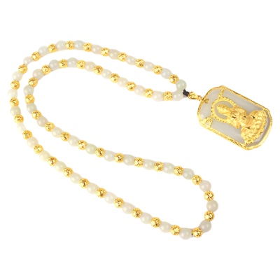 男霸气金镶玉挂件高档绳玉坠