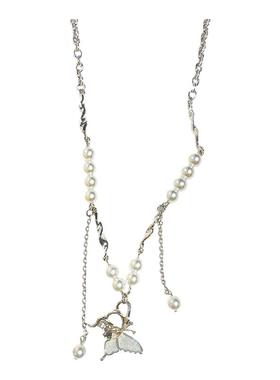 蝴蝶少女~珍珠流苏蝴蝶项链2025新款爆款小众高级锁骨链轻奢颈链