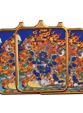 西藏唐卡大黑天吊坠六臂玛哈嘎拉项链小唐卡嘎乌盒饰品本命年挂件