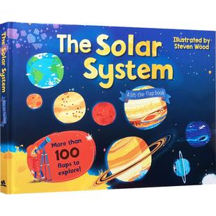 太阳系 趣味科普 The Solar System 百科认知翻翻纸板 英文原版大开本纸板揭页认知儿童学习绘本探索大自然知识图画书