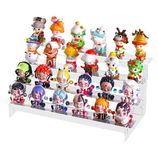 盲盒收纳展示架亚克力阶梯置物架适用于泡泡玛特手办小摆件陈列柜