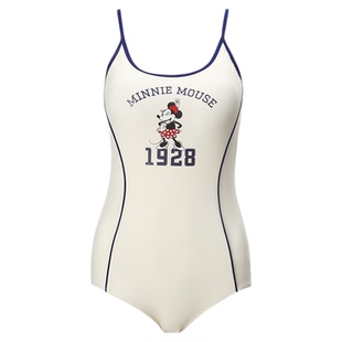 迪士尼连体白色绝美新款女孩泳衣女士竞速游泳馆大学生专用游泳衣