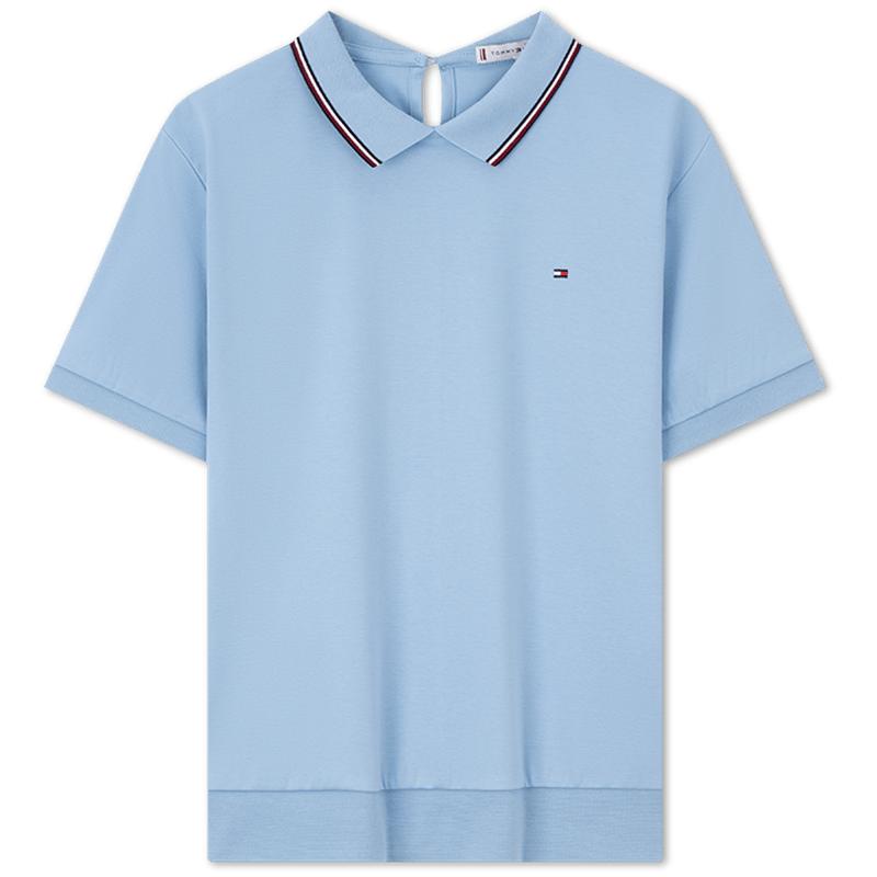 Tommy女装通勤小绣标镶边POLO衫