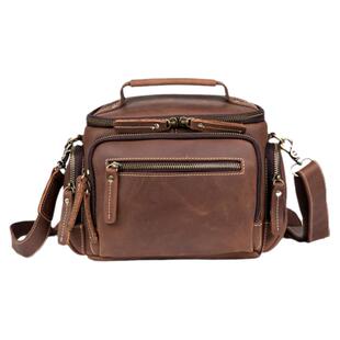 慢时光 多功能真皮单反包疯马皮单肩包相机包 男士头层牛皮斜跨包