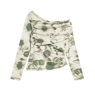Desigual【博主同款】花卉印花斜肩设计女士T恤上衣