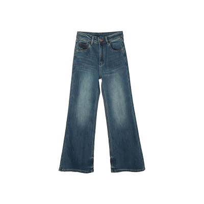 腿型开褂！植绒高腰微喇叭牛仔裤