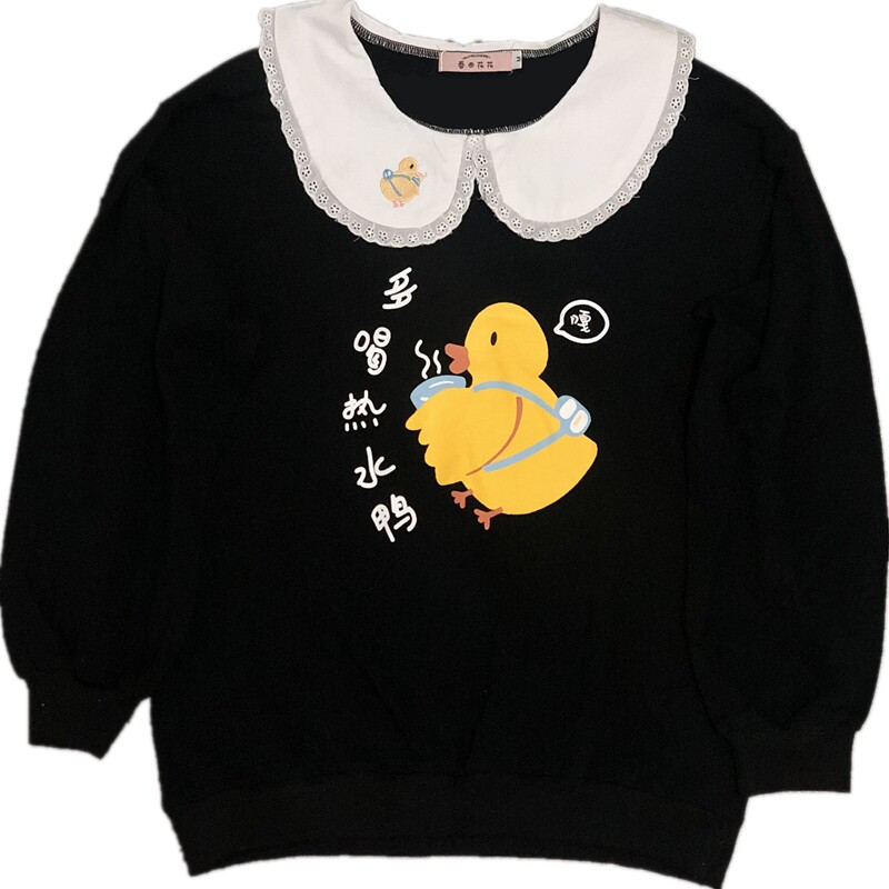 春田花花自制娃娃领日系可爱JK宽松韩版情侣装长袖卫衣2023春季款