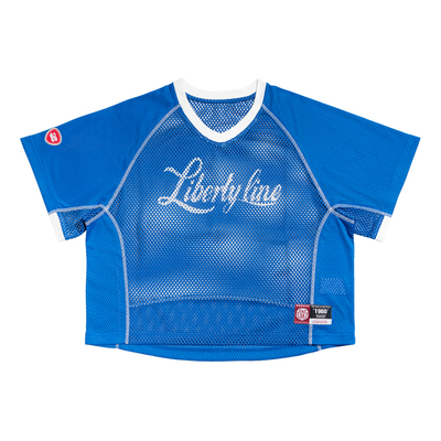 Liberty line26ss中古球服改良透气网眼拼接短宽运动罩衫短袖t恤