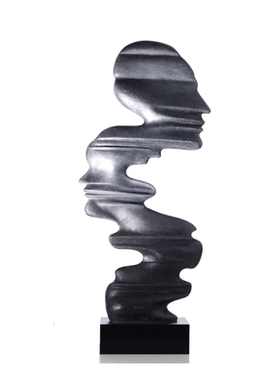 现代抽象思想转动摆件黑白砂岩雕塑人物家居装饰售楼处办公区摆设