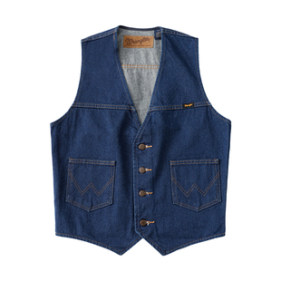 Wrangler/威格黄石牛仔马甲男士西部休闲百搭牛仔风丹宁工装背心