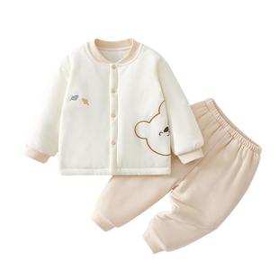 婴儿衣服男宝冬夹棉棉分体套装婴幼儿纯棉a类初冬小月龄宝宝冬装
