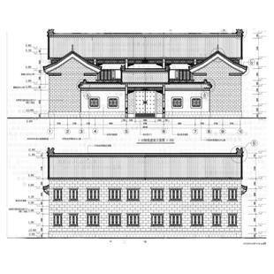 29.1x27.9米两层一进四合院CAD建筑图带效果图1078平米民居自建房