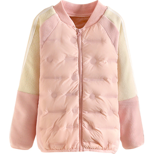 小虎帕蒂女童毛绒拼接羽绒服女宝时尚鹅绒拉链衫冬季洋气保暖外套