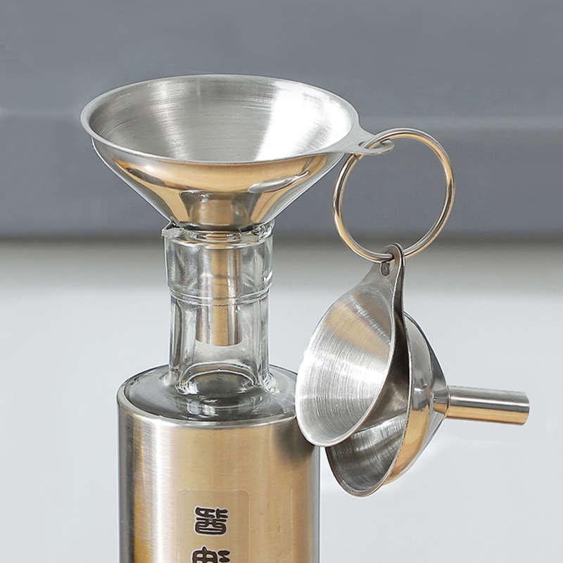 漏斗家用不锈钢大小口径倒油厨房油斗过滤网酒勺提子打酒器舀酒器