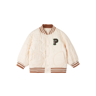 青蛙王子童装男童加绒外套冬季宝宝轻盈保暖上衣小男孩洋气棒球服