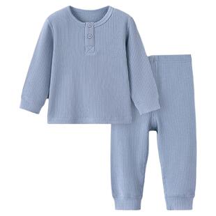 babylove宝宝家居服套装春秋季莫代尔棉睡衣男女童纯色简约两件套