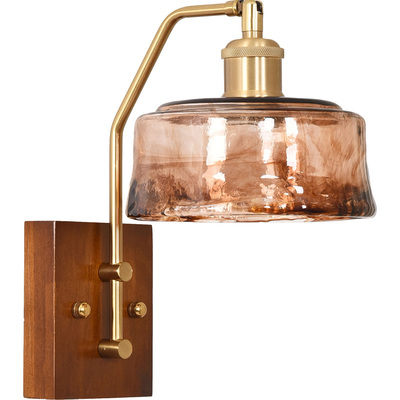 2026新款法式复古玻璃实木壁灯