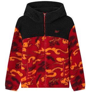 暖羊绒|361度童装男童连帽外套加绒红色新年儿童青少年摇粒绒上衣