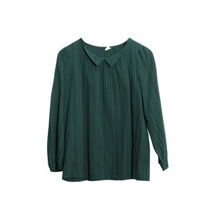 18CXA-063【恬恬】前世今生温婉文艺减龄春夏尖领条纹九分袖衬衫
