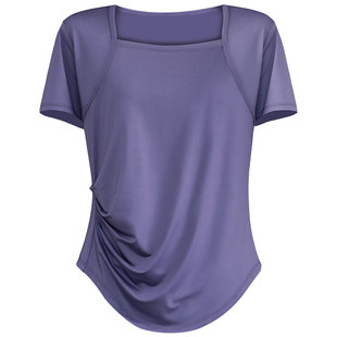 专业瑜伽服女大码宽松遮肚子健身运动套装跑步上衣普拉提训练夏季