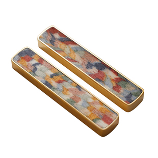 黄铜彩虹木韵镇尺 黄铜书法专用文镇 批发镇纸创意中国风压纸 文房四宝